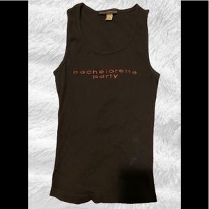 Black, like new, size XL, bachelorette party tank top with rhinestones